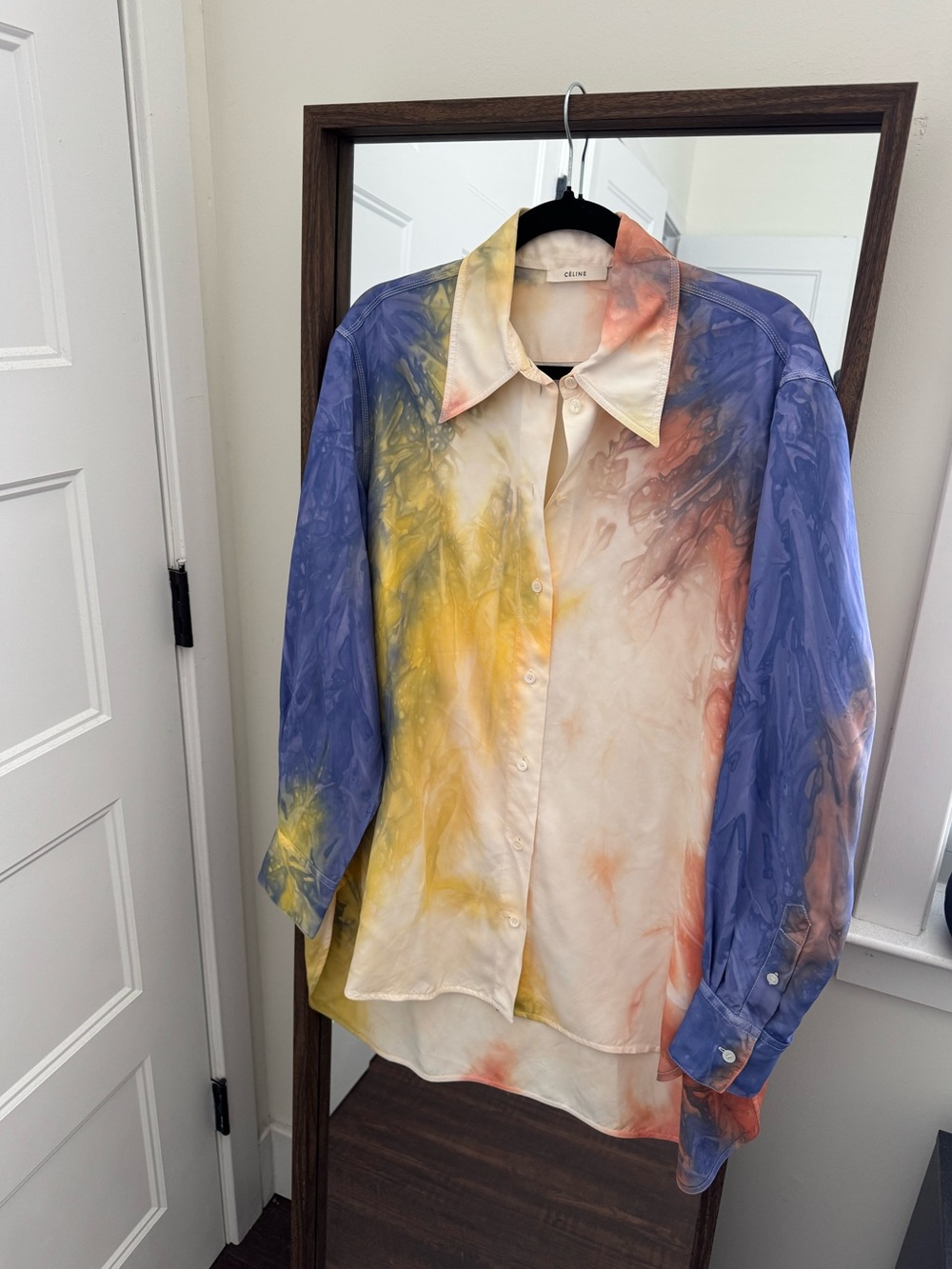 Celine Phoebe Philo 2018 Resort Collection Look 26 Tie-Dye Button Up Top FR 40